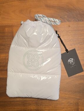 G/FORE Drawstring Pouch in White with Green Logo